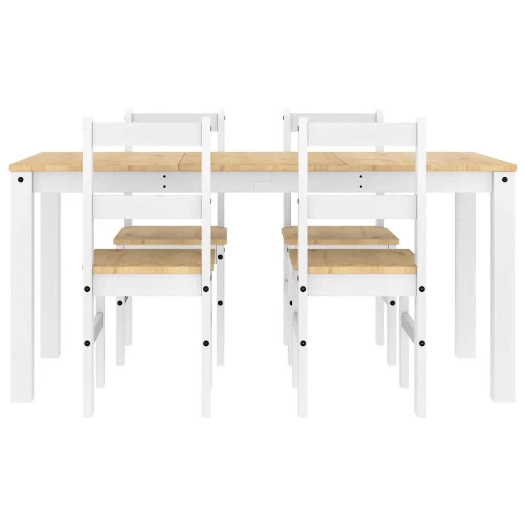 Set da Pranzo 5 pz PANAMA Bianco in Legno Massello di Pino 3345181