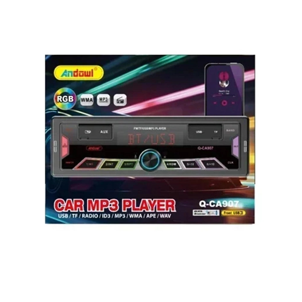 Trade Shop - Sistema Audio Per Auto Con Lettore Mp3 Usb Tf Radio Fm Bluetooth Illuminazione Rgb Q-ca907 -