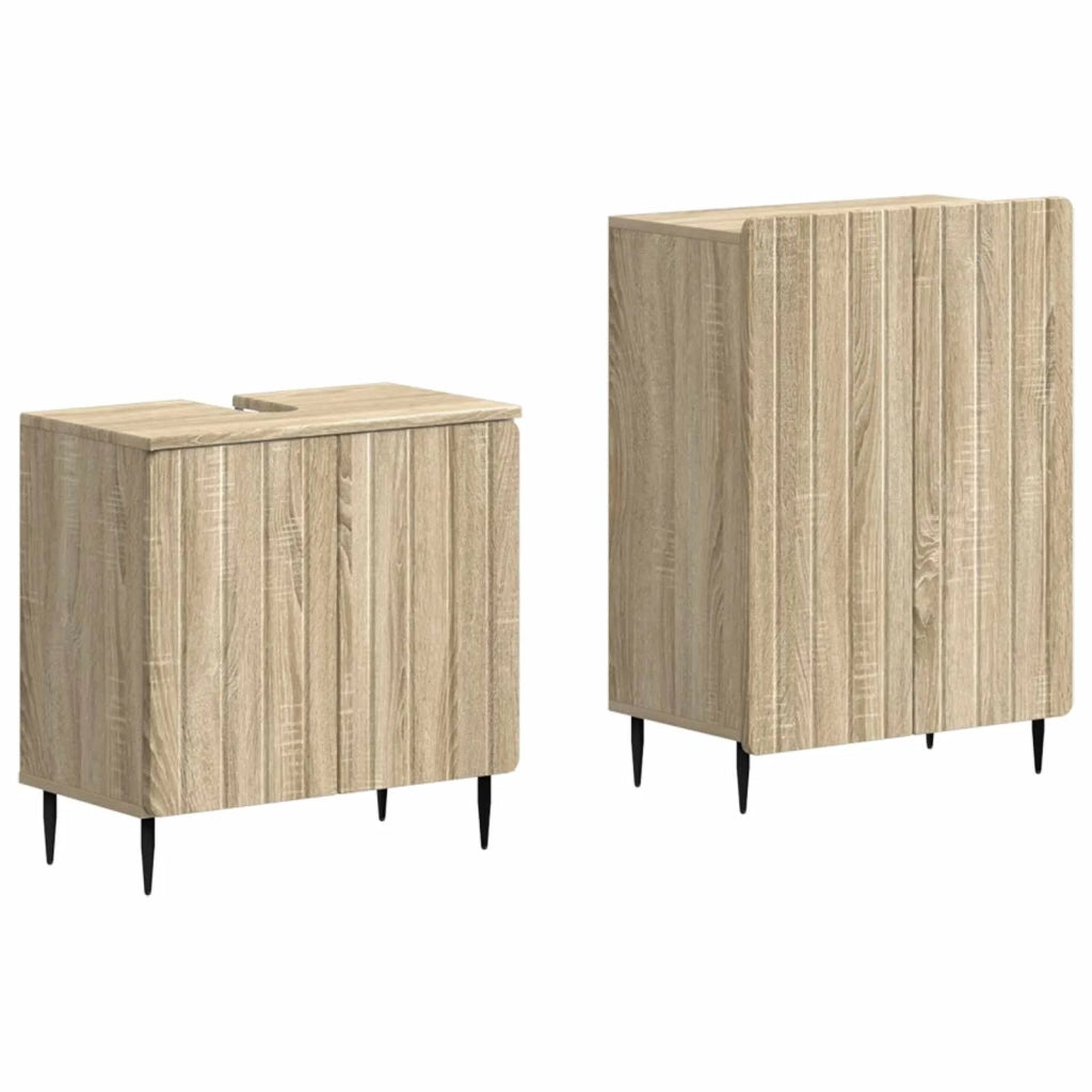 Set di Armadi da Bagno da 2 Pezzi ZWOLLE Rovere Sonoma 3417596