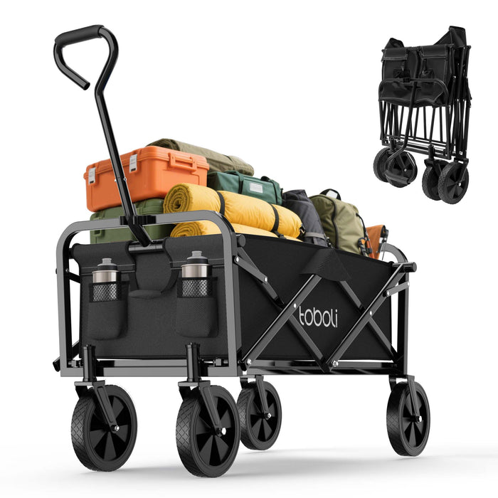 Toboli Carretto a mano pieghevole, max 100 kg, tessuto impermeabile nero, Carrello spiaggia