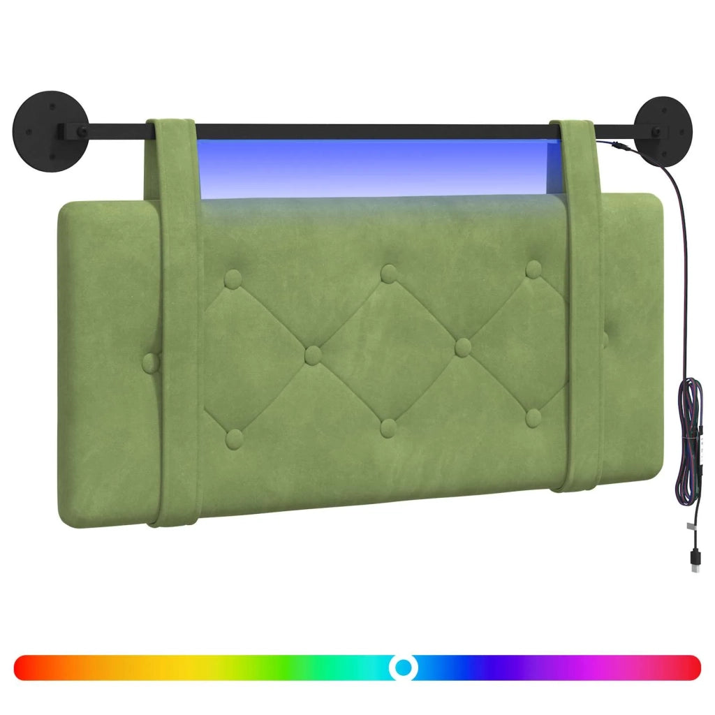 Testiera sospesa Con luce LED Verde chiaro Velluto 3424086