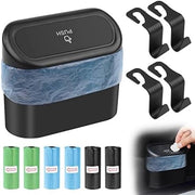 Bacetto di Imbocco per Auto con Coperchio - Contenitore di Rifiuti Autoportatile - 96 Sacchetti di Rifiuti - Per Auto con Porta Anteriore - Piccolo Contenitore di Rifiuti per Auto - Per Uso in Cucina, Sala e Ufficio - Nero