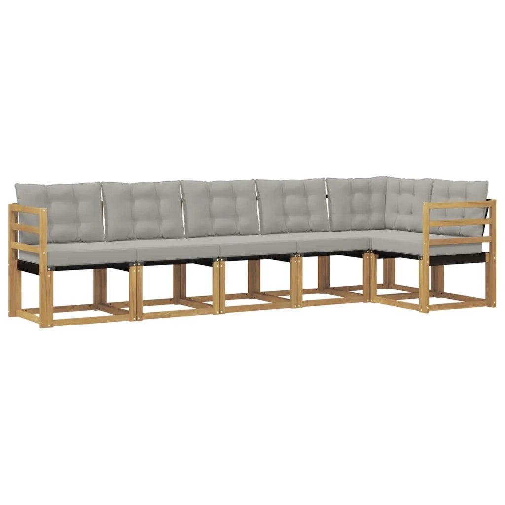 Set di divani da esterno 6 pcs Bianco e Grigio Chiaro