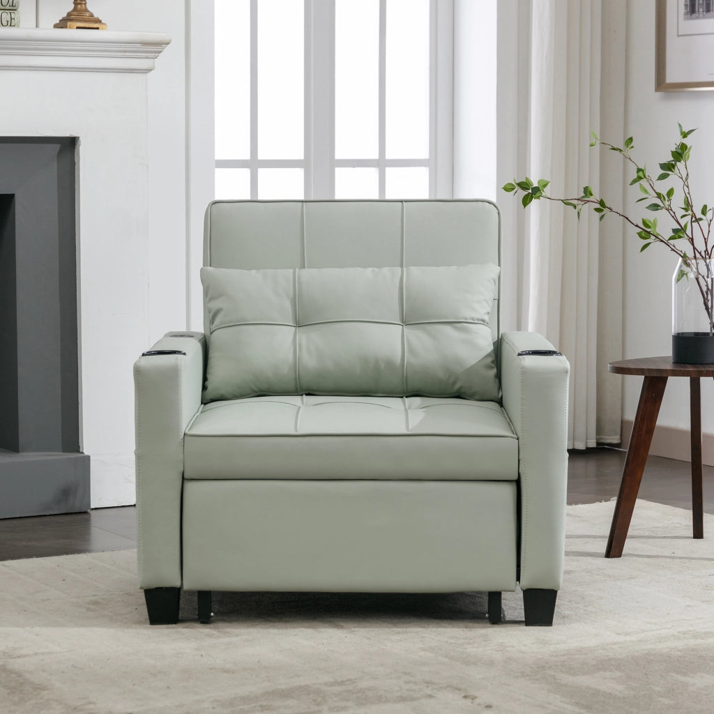 Divano Letto Singolo Estraibile ¨C MINIMAL ¨C con Portabicchieri e USB, per Piccoli Spazi