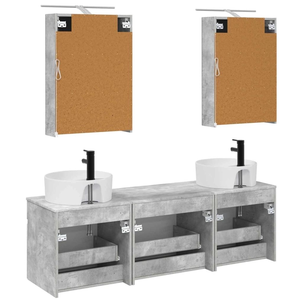 Set di Armadi da Bagno 5 pcs Grigio Cemento 50 x 14,5 x 70 cm 3406594