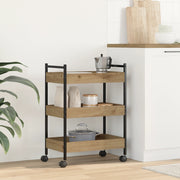 Carrello da Cucina  Rovere Artigianale 50x30x70 cm Legno Ingegnerizzato