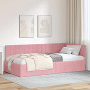 Cornice del letto ad angolo Rosa 100 cm x 200 cm Velluto