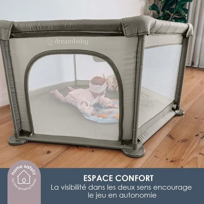 Explore Park - DREAMBABY - 6 lati con base in tessuto e struttura imbottita -  1,40 m - H 70 cm - Tortora
