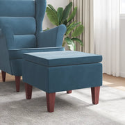 Poggiapiedi con Gambe in Legno Blu in Velluto cod mxl 46593