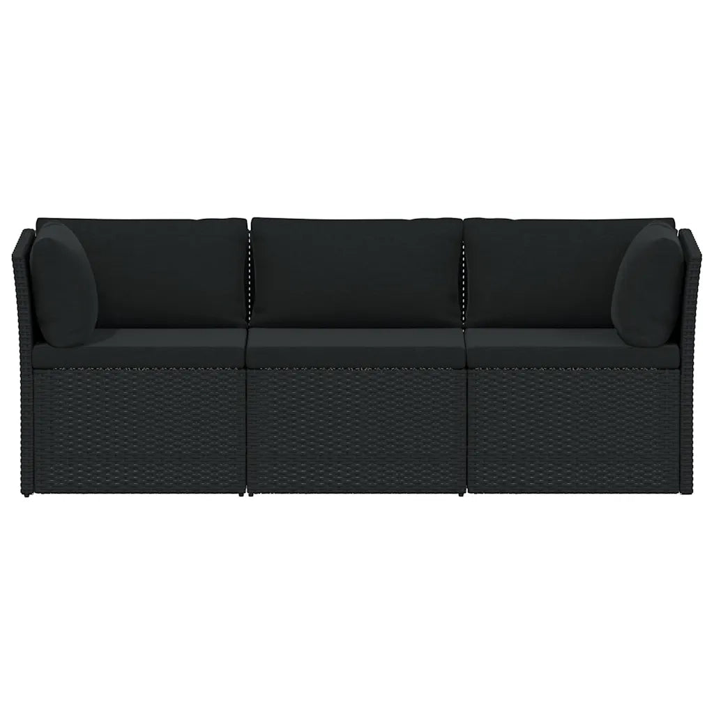 Set Divani da Giardino 4 pz con Cuscini in Polyrattan Nero cod mxl 67181