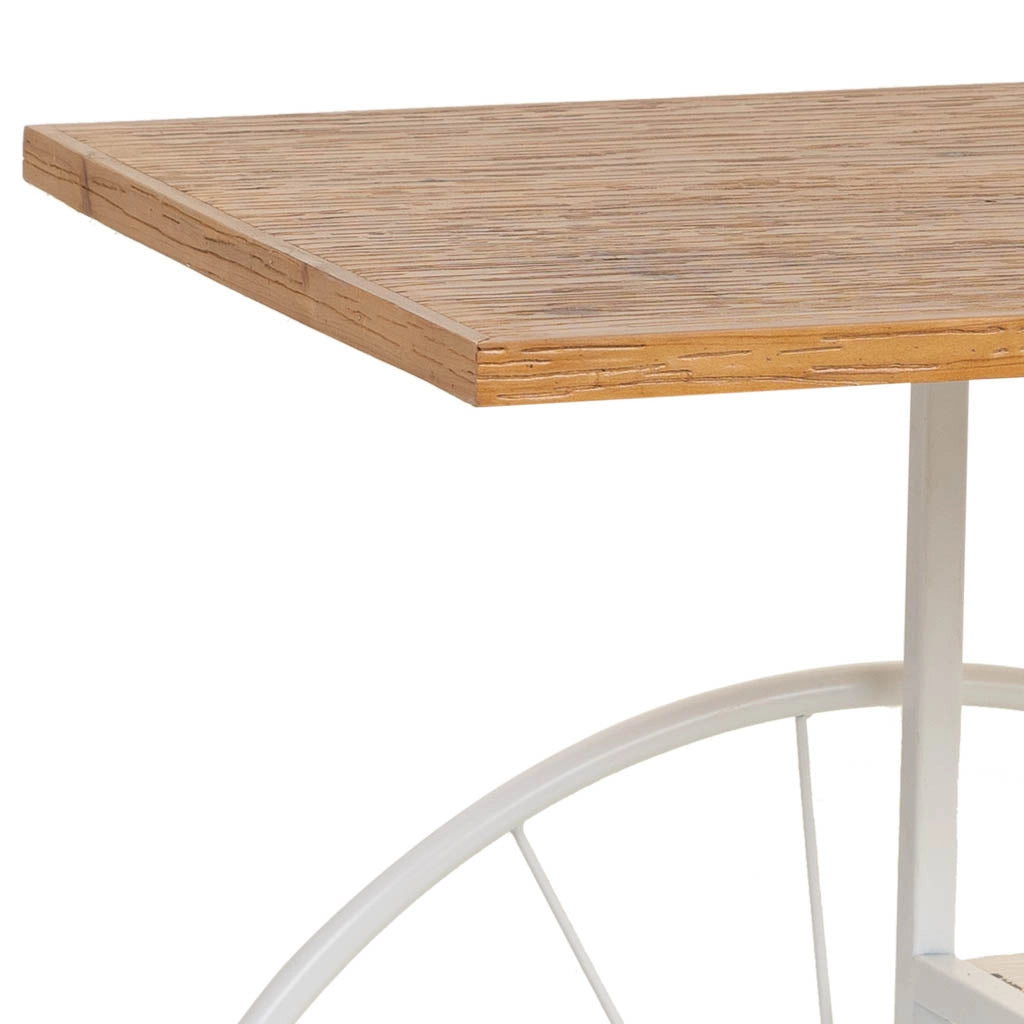 Console in legno e metallo laccato bianco con 2 ripiani 120x42x78h cm