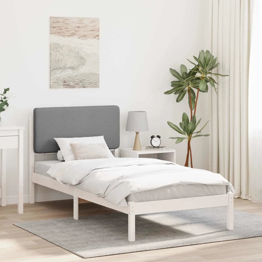 Letto con Testiera Rivestita Grigio chiaro 90 x 190 cm 877948