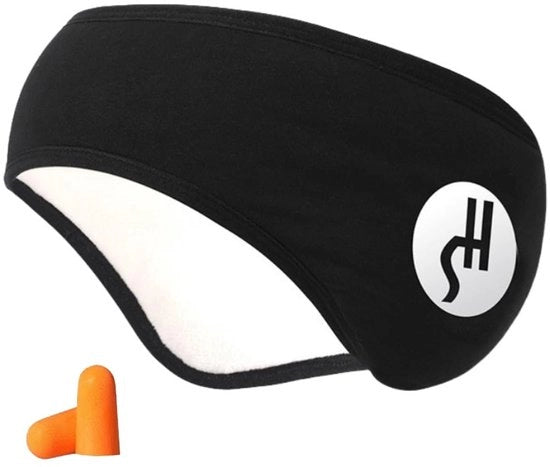 Orecchini isolanti del suono con auricolari, orecchini da sonno, cuffie per il sonno, cuffie isolanti del suono regolabili, cuffie per il sonno, cintura per la testa, orecchini riscaldanti del suono riduttivi per il sonno, lavoro, studio, nero