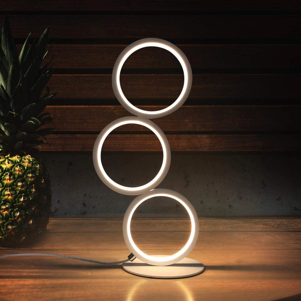 ZMH Lampada da tavolo LED moderna anello alluminio notte decorativa per comodino camera letto