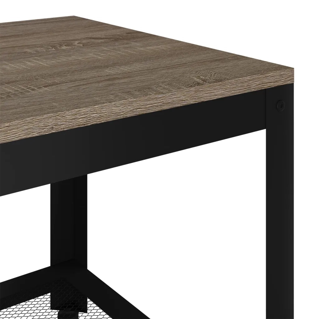 Tavolino da Salotto Grigio e Nero 90x45x45 cm in MDF e Ferro 286083