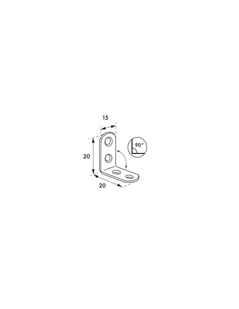 Supporto angolare 20 x 20 x 15 mm in acciaio zincato – THIRARD