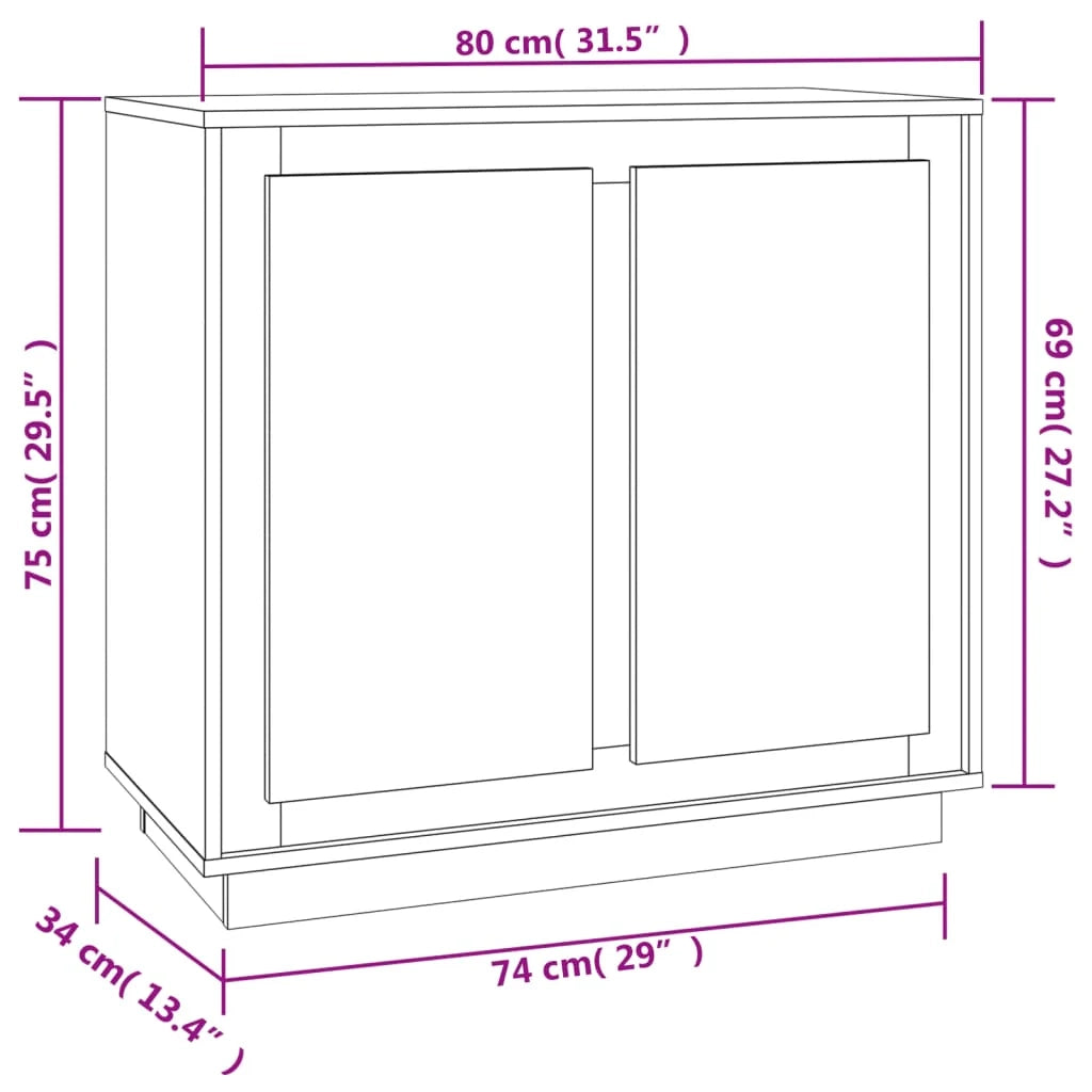 Buffet credenza cassettiera armadio mobile contenitore organizer per cucina soggiorno salotto 80 x 34 x 75 cm legno ingegnerizzato bianco 02_0030514