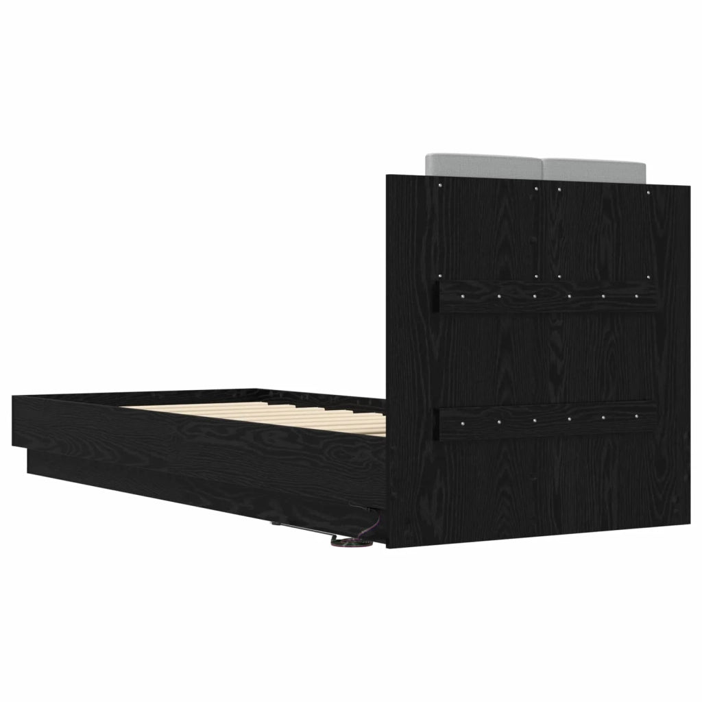 Letto con LED Rovere Nero 80 x 200 cm Legno ingegnerizzato 3429667