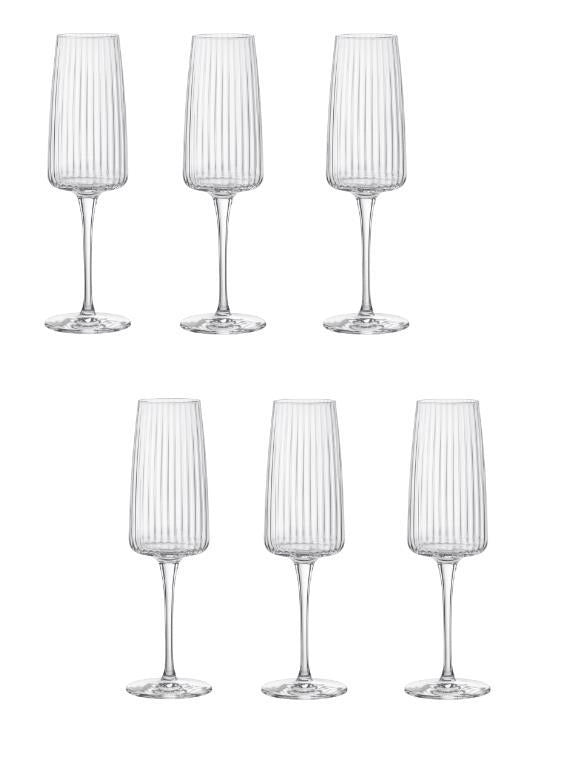 Set 6 Calici Bicchieri Flute Prosecco in Vetro Exclusiva 26 cl Bormioli Rocco