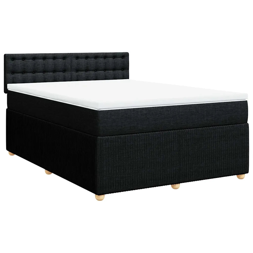 Giroletto a Molle con Materasso Nero 140x190 cm in Tessuto