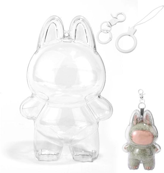 Displaycase per figure alta trasparente - contenitore di esposizione - appendi chiavi - lanyard - tasca di riposo - adatto per figure da 17cm - displaycase