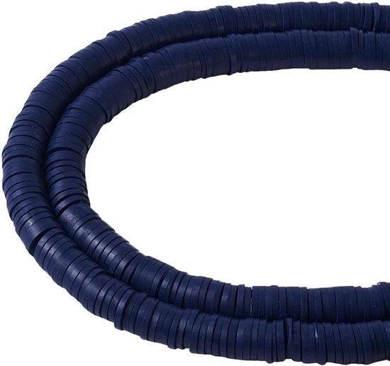 Pasta Ronde in Poliester 6mm, Heishi Kralen in Blu Scuro per Gioielleria