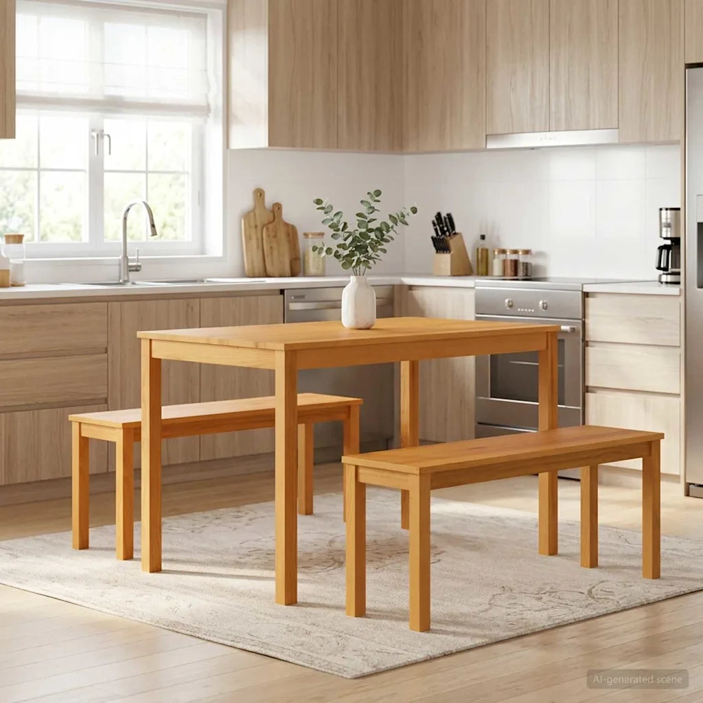 Set da pranzo 3 pz Naturale Legno di Quercia Massello 3430271
