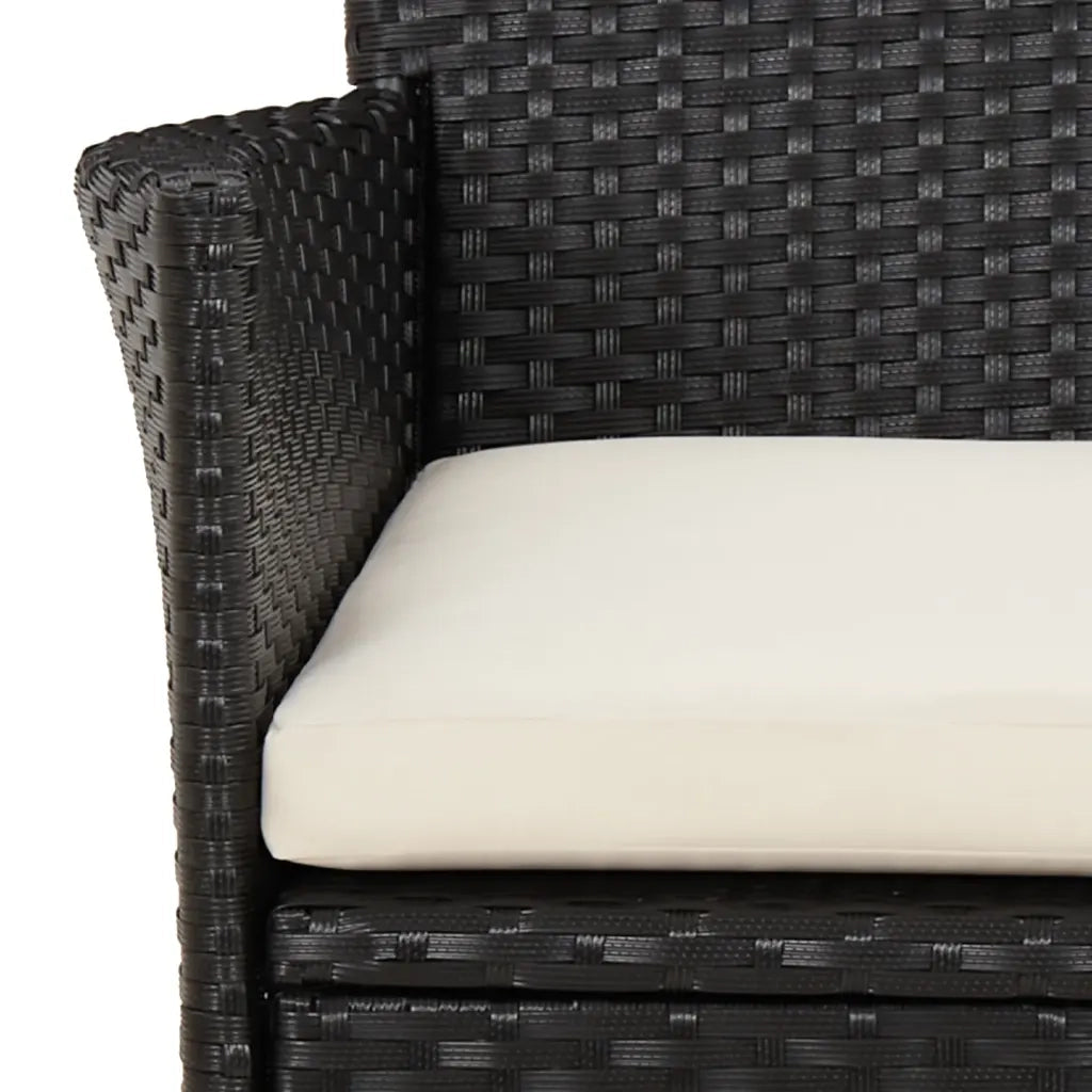 Set da Pranzo da Giardino 5 pz Nero con Cuscini in Polyrattan 3187390