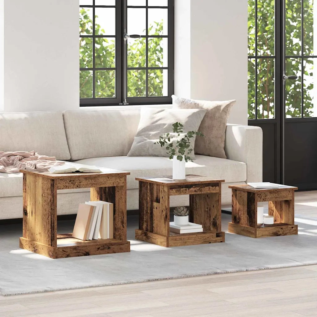 Tavolino da salotto 3 pcs Legno vecchio Legno multistrato