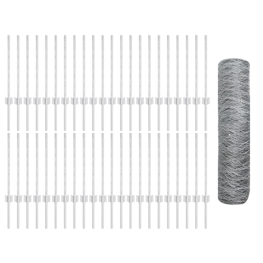 Posti per Recinzione 11 pcs U-Channel 60 cm Acciaio Galvanizzato