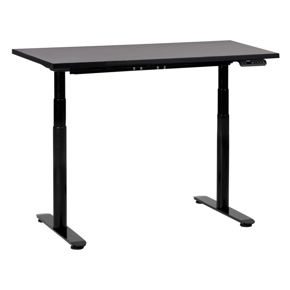 Scrivania regolabile elettricamente rotonda piano e base nera 120 x 72 cm Struttura in acciaio verniciato a polvere moderna
