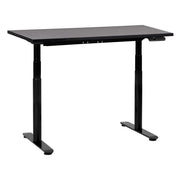 Scrivania regolabile elettricamente rotonda piano e base nera 120 x 72 cm Struttura in acciaio verniciato a polvere moderna