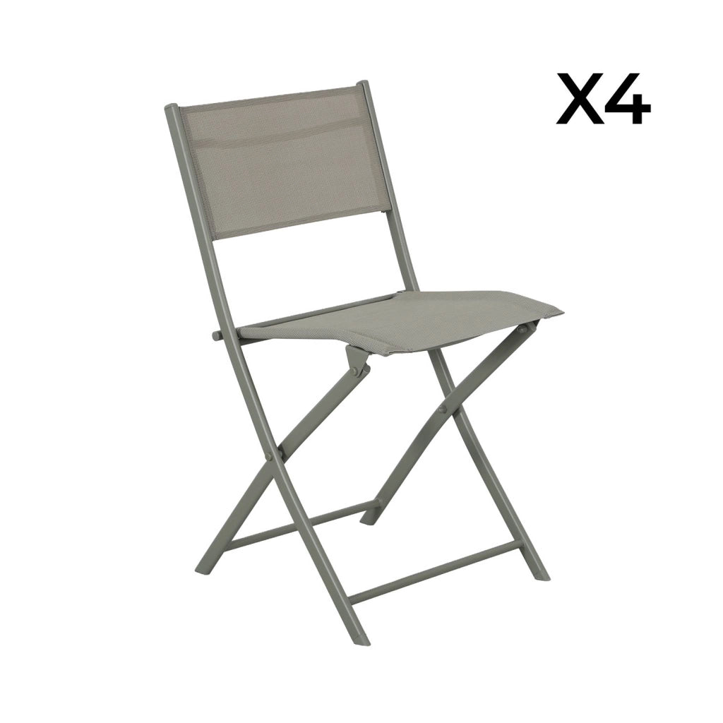 Set tavolo da giardino pieghevole in acciaio con 4 sedie, verde kaki
