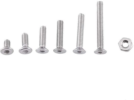 Set di viti a 5 punte da 250 - Viti a 5 punte - Acciaio inossidabile A2 - Vite a filo completo - Diverse lunghezze - Testa piatta di colore uniforme - Viti a 5 punte