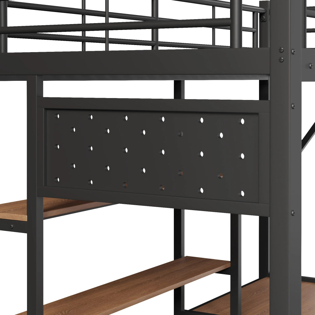 Letto a soppalco 90x200 cm con scrivania, LED e USB