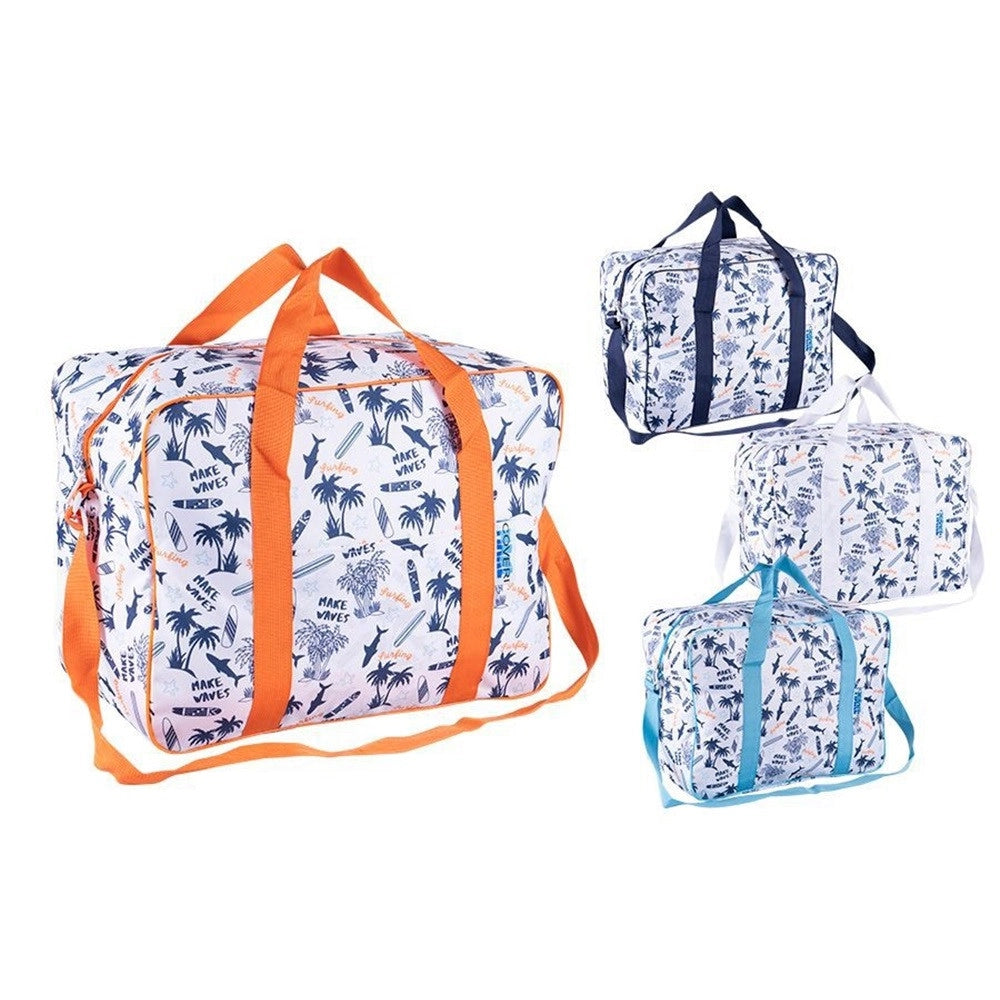 Trade Shop - Borsa Frigo Termica 30lt Con Motivo Surfing Mare Tropicale Chiusura Zip Tracolla 3239229 -