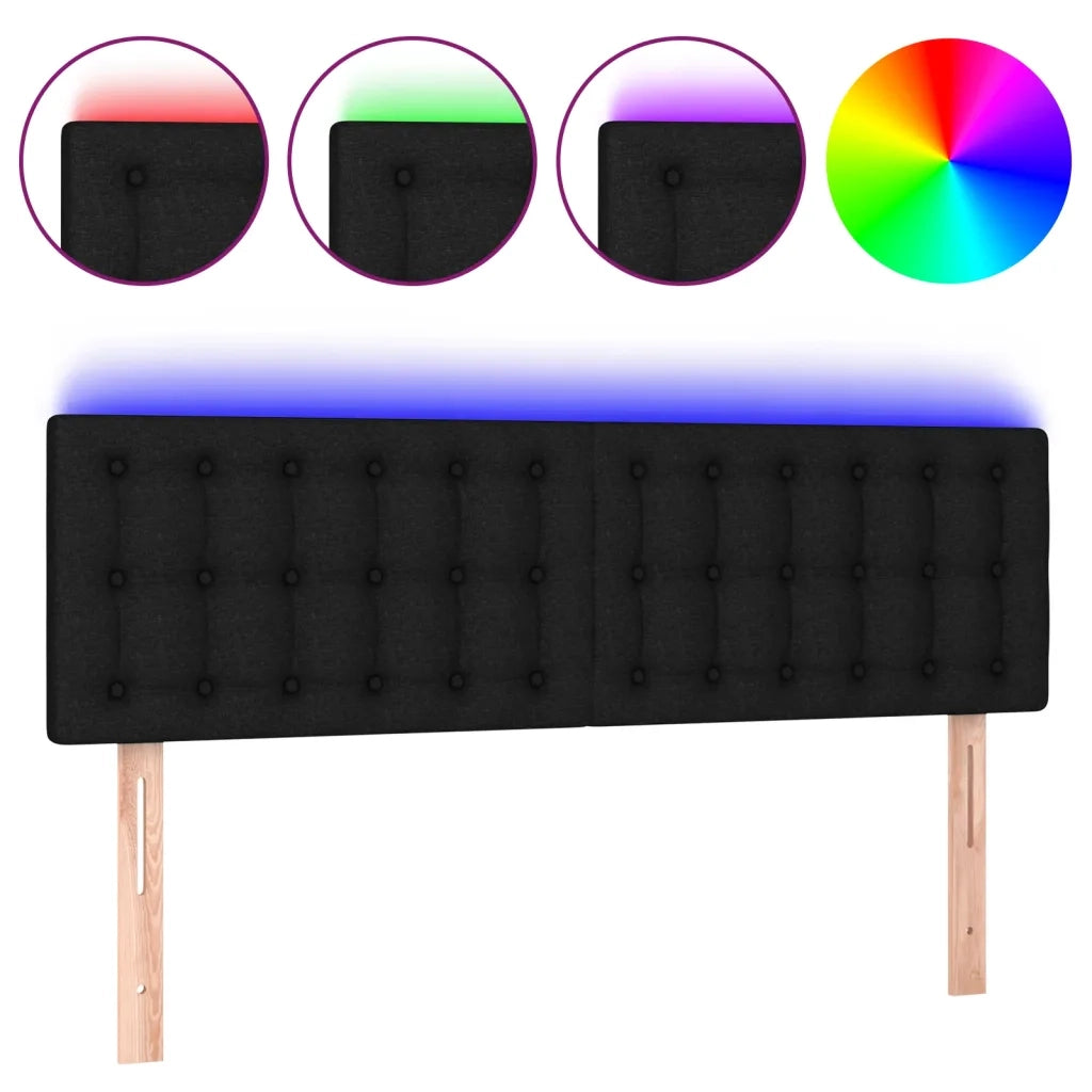 Testiera | Testata a LED Nera 144x5x78/88 cm in Tessuto