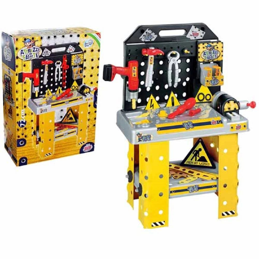Trade Shop - Banco Di Lavoro Con Accessori Attrezzi Fai Da Te Officina Giocattolo Bambini -