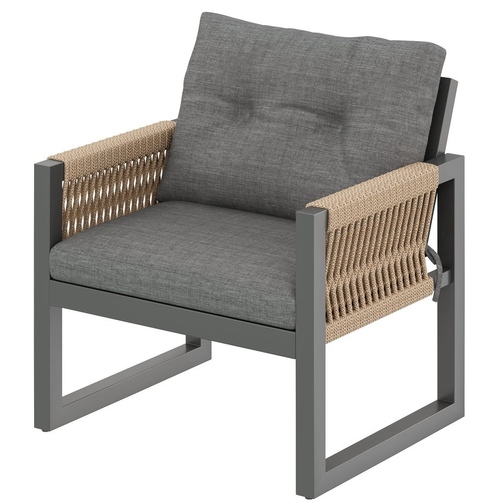 Set Divano da Giardino ¨C Xylo ¨C Polyrattan, Cuscini, Tavolo, Struttura in Metallo