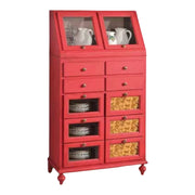 Dispensa arte povera shabby legno rosso anticato 80x42x153 - Mobili 2G