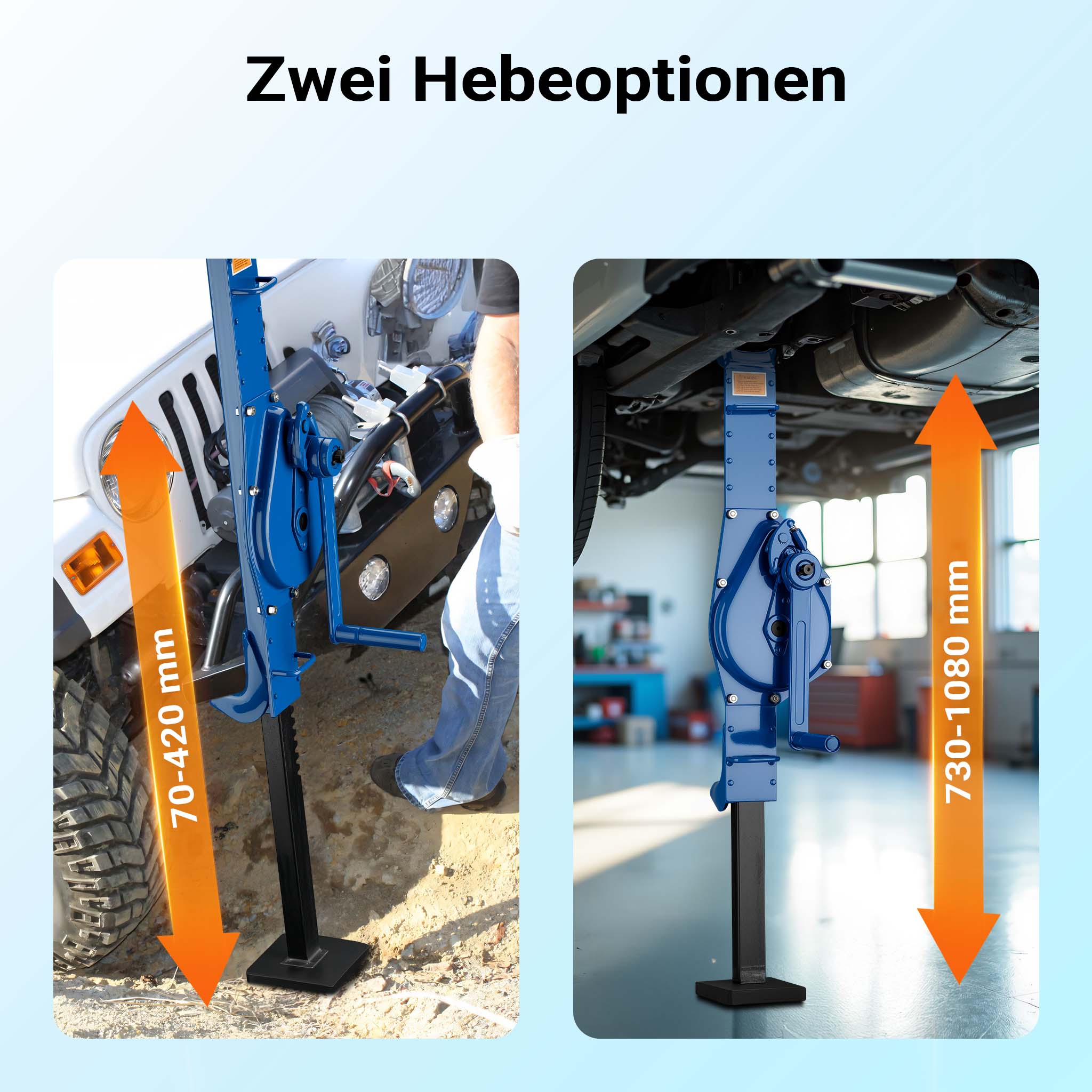 Argano in acciaio 3000 kg Argano a cremagliera Altezza 725 mm Altezza di sollevamento 350 mm