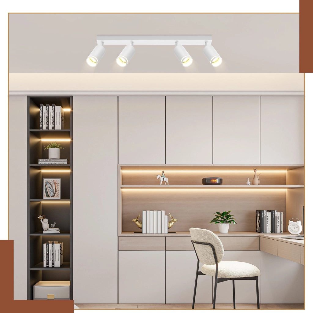 ZMH Faretto da soffitto bianco 4 lampadine Plafoniera moderna GU10 faretti orientabili interni in metallo