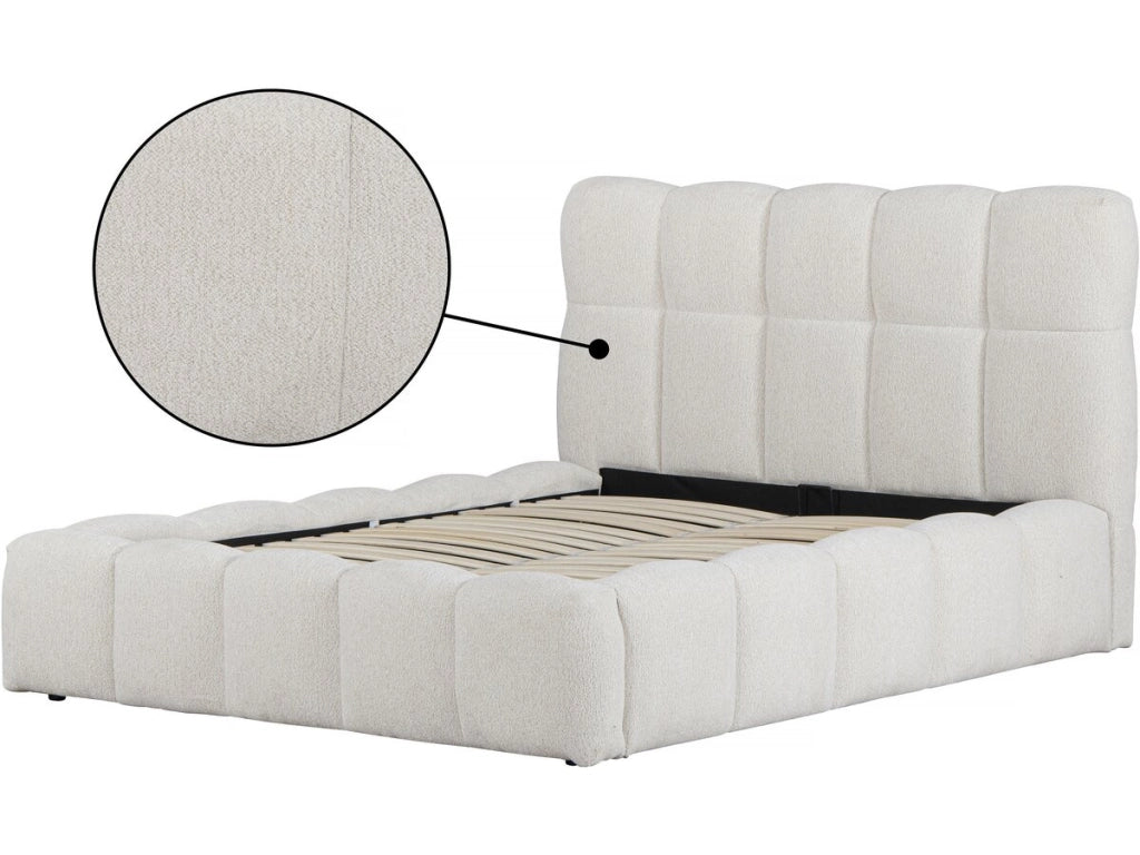 Letto matrimoniale in tessuto "Davos" con contenitore - 160 x 200 cm - Beige