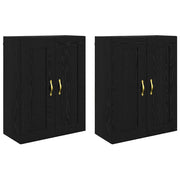 Armadietto a Muro | Mobile a muro 2 pz Rovere Nero 69,5 x 34 x 90 cm