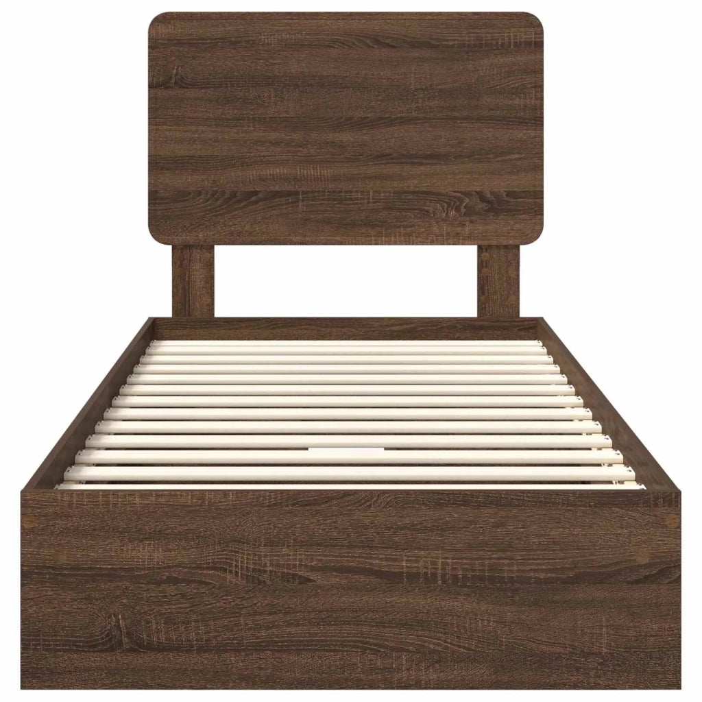Letto con Contenitore con testiera Rovere Marrone 75 x 190 cm 3412741