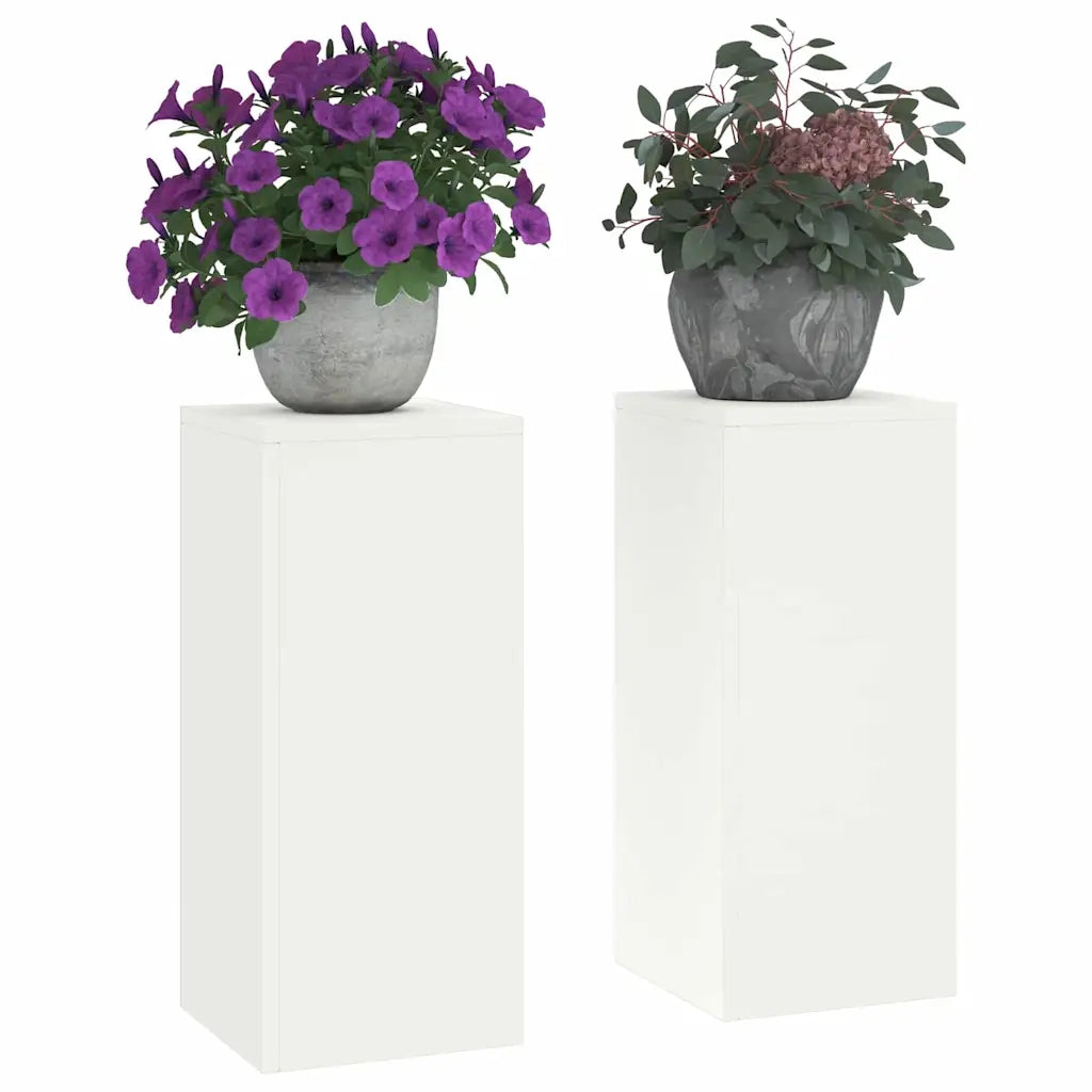 Supporto per piante 2 pcs Bianco 24 x 24 x 55 cm Acciaio 865814