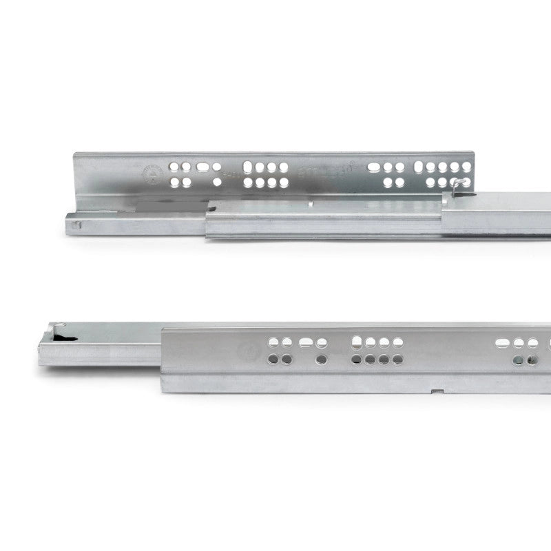 Set di guide per cassetti a scomparsa Silver, estrazione totale, con chiusura soft e aggancio, profondità 290 mm, Acc..