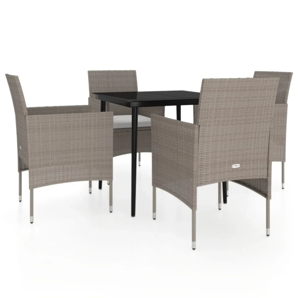 Set da Pranzo per Giardino 5 pz con Cuscini Beige e Nero cod mxl 41011