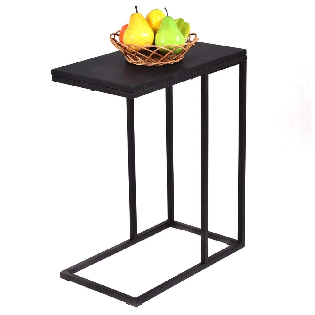 Tavolino laterale porta pc in legno da soggiorno Tavolino da caff¨¨ 59x28x48cm Nero-Tavolini