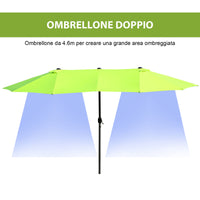 Ombrellone da Giardino Doppio 460x270x240 cm in Acciaio e Poliestere Verde